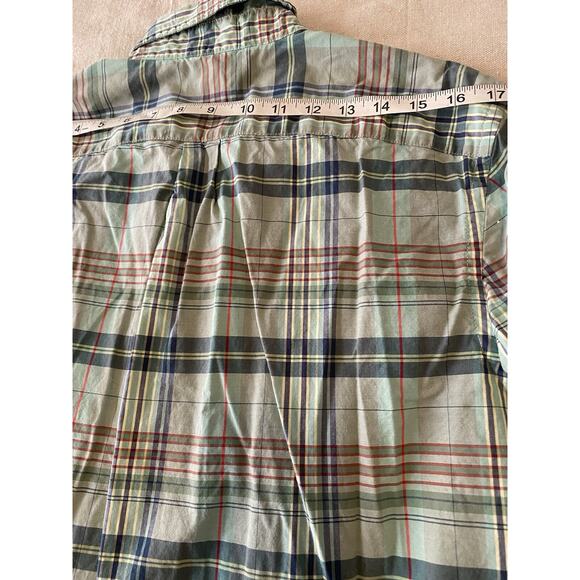Gap Shirt Mens Size Medium Slim Fit Button Up Collared Green Plaid Casual Shirt - Picture 13 of 13